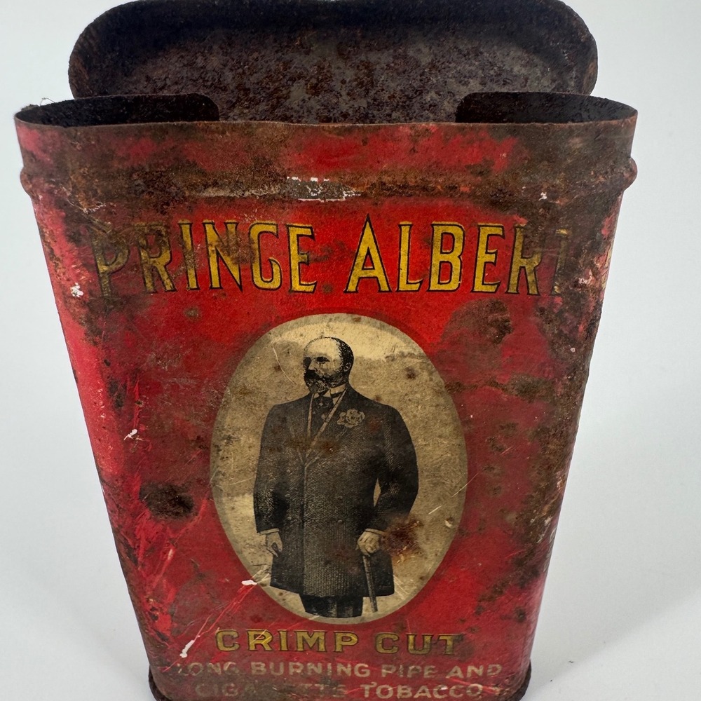 Prince Albert Crimp Cut Tobacco Tin Vintage Red Metal Pocket Can R.J. Reynolds - Picture 3 of 10